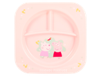 Pink divided plate featuring Peppa Pig and Suzy Sheep, with the text 'FRIENDS FOREVER'.