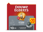 Verpakking met 20 aluminium koffiecapsules, sterkte 10/12 lungo.