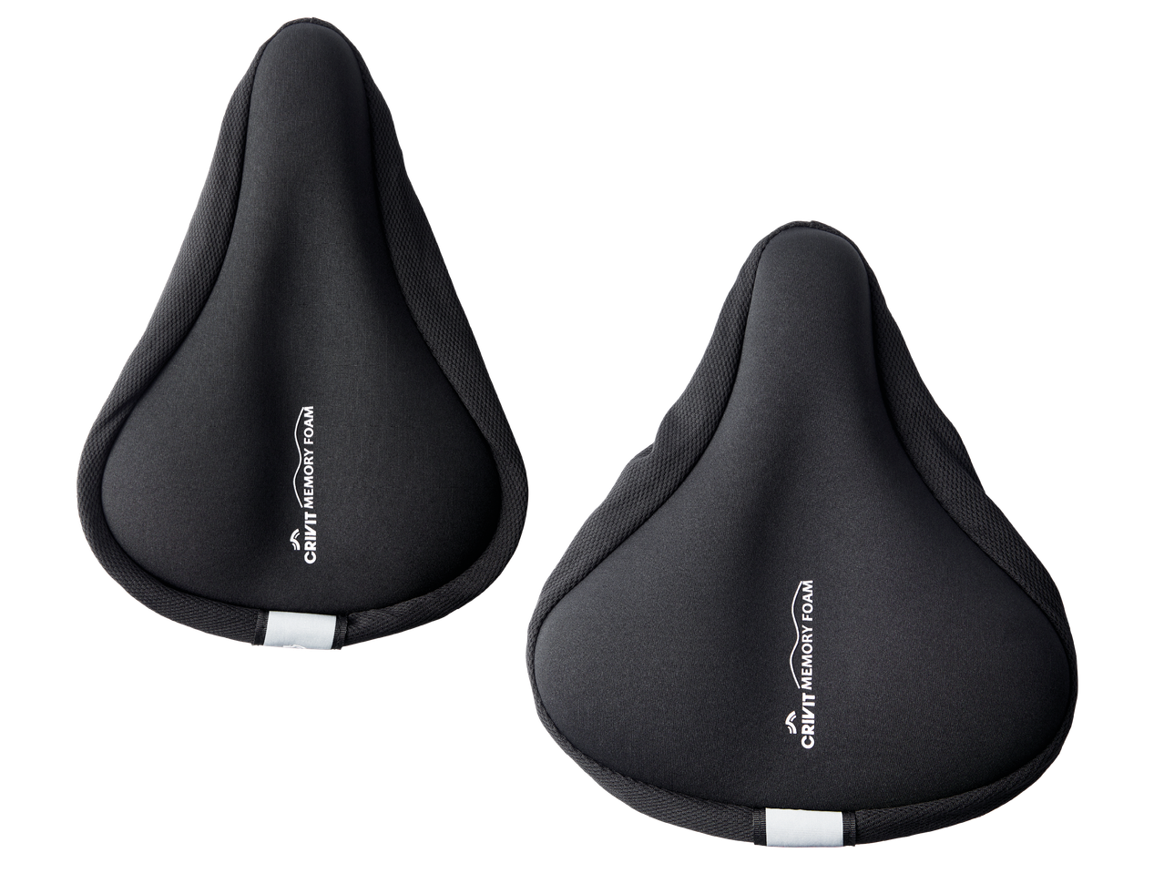 Två svarta Crivit Memory Foam cykelsadelskydd.