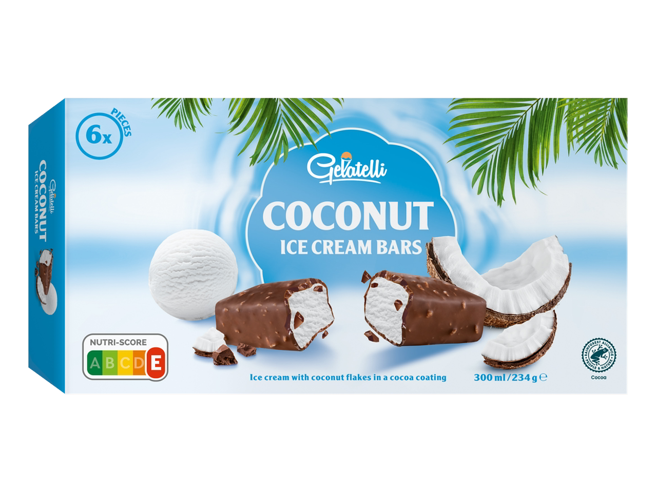 Gelatelli kokos-ijsjes met chocoladecoating.