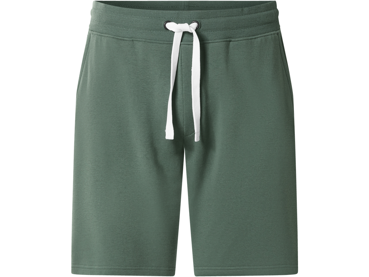 esmara® Men's Jersey Shorts in dark green with white drawstring.