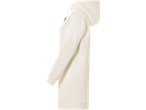 Rochie pulover crem, cu glugă.
