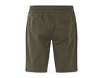 Olive green pull-on shorts.