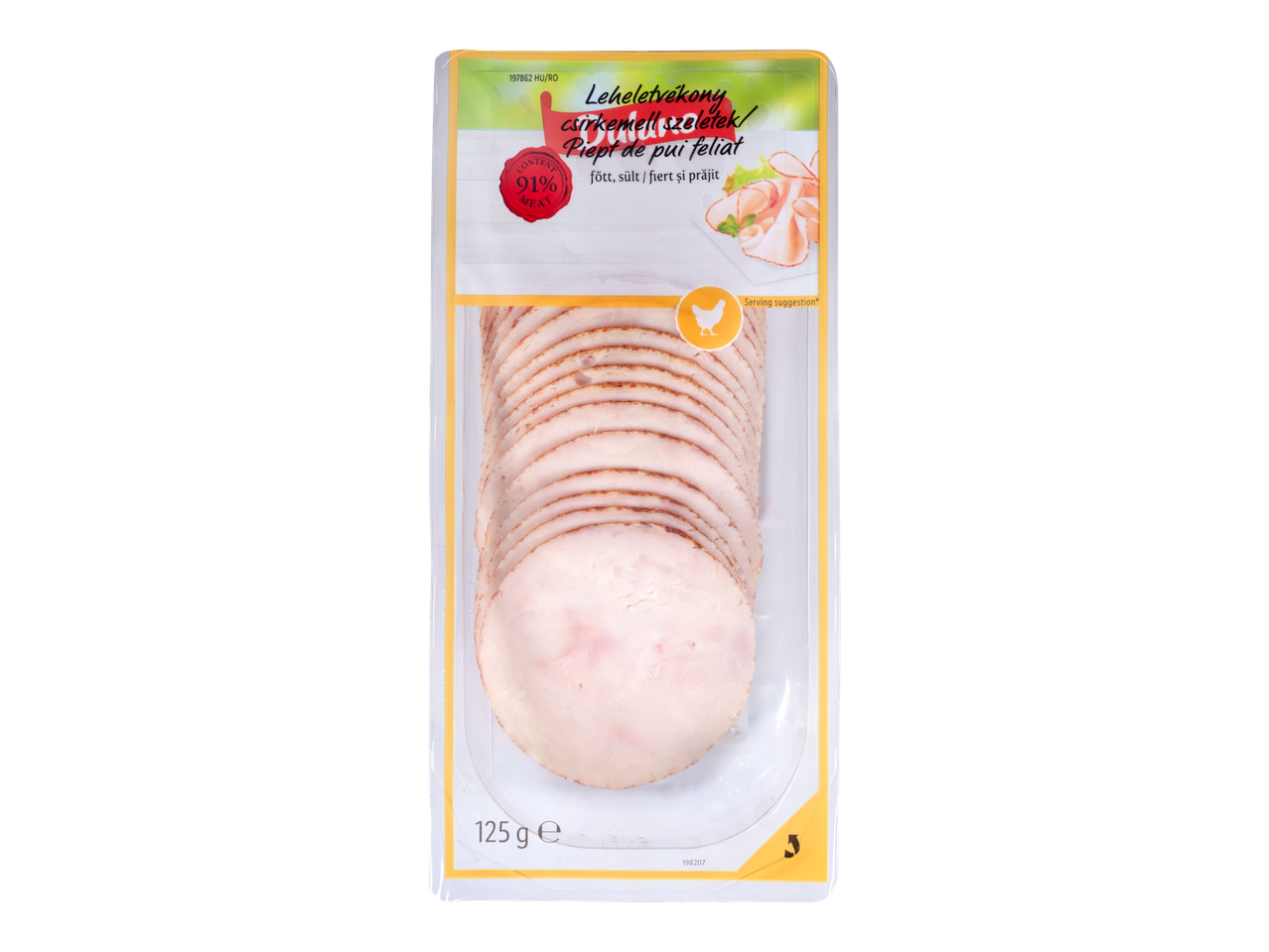 Dulano piept de pui feliat, 91% carne, 125g.