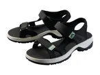 Pair of black and white sports sandals with light green accents.