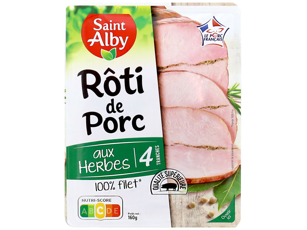 Rôti de porc aux herbes Saint-Alby, prêt à trancher.