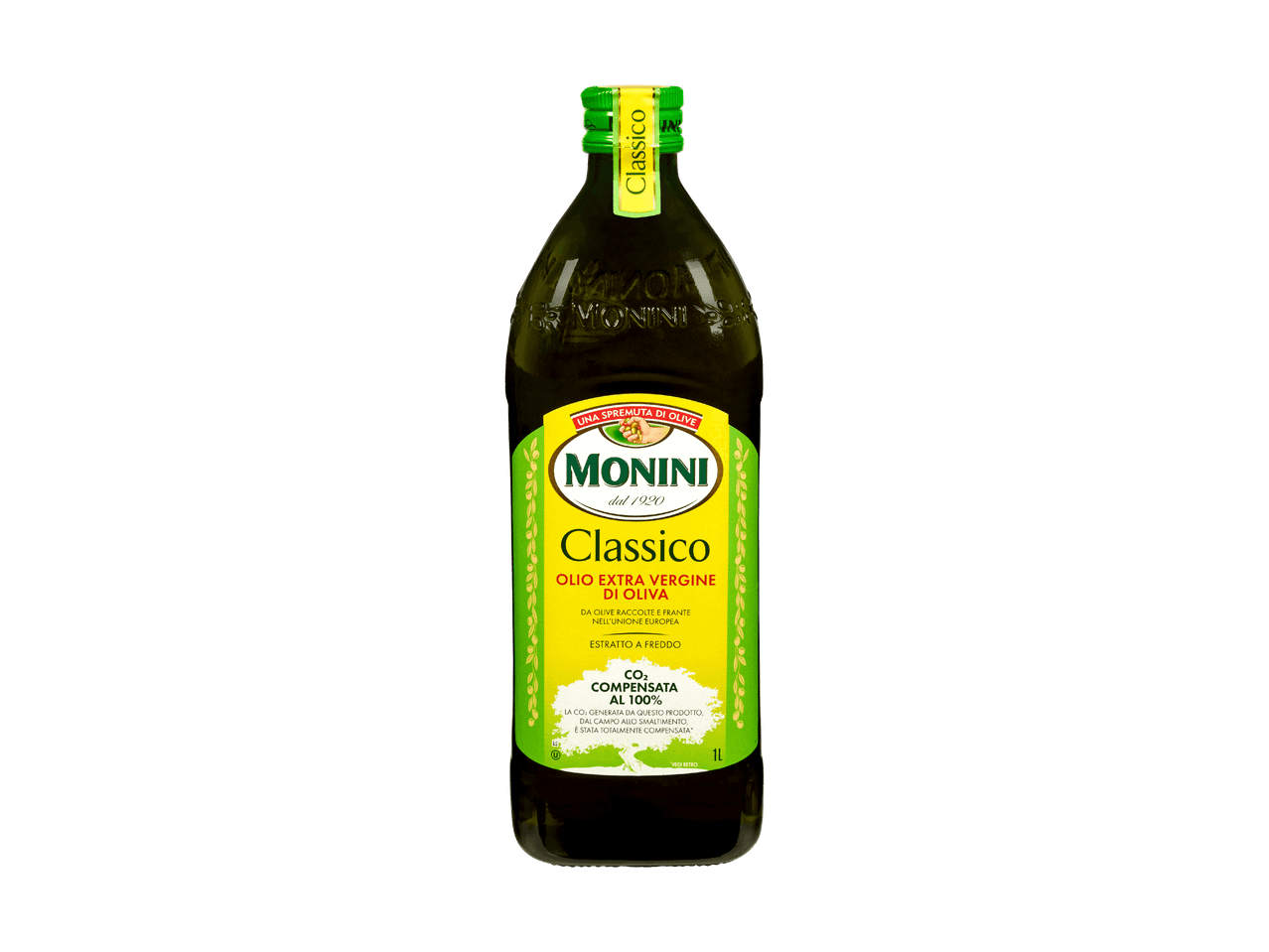 Bouteille d'huile d'olive vierge extra Monini Classico, 1L.