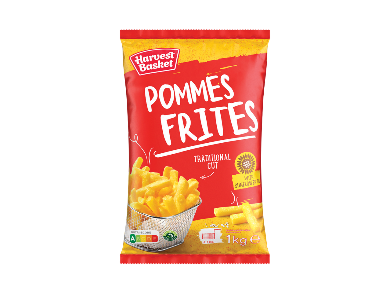 Pakovanje pomfrita tradicionalnog reza sa suncokretovim uljem, 1 kg.