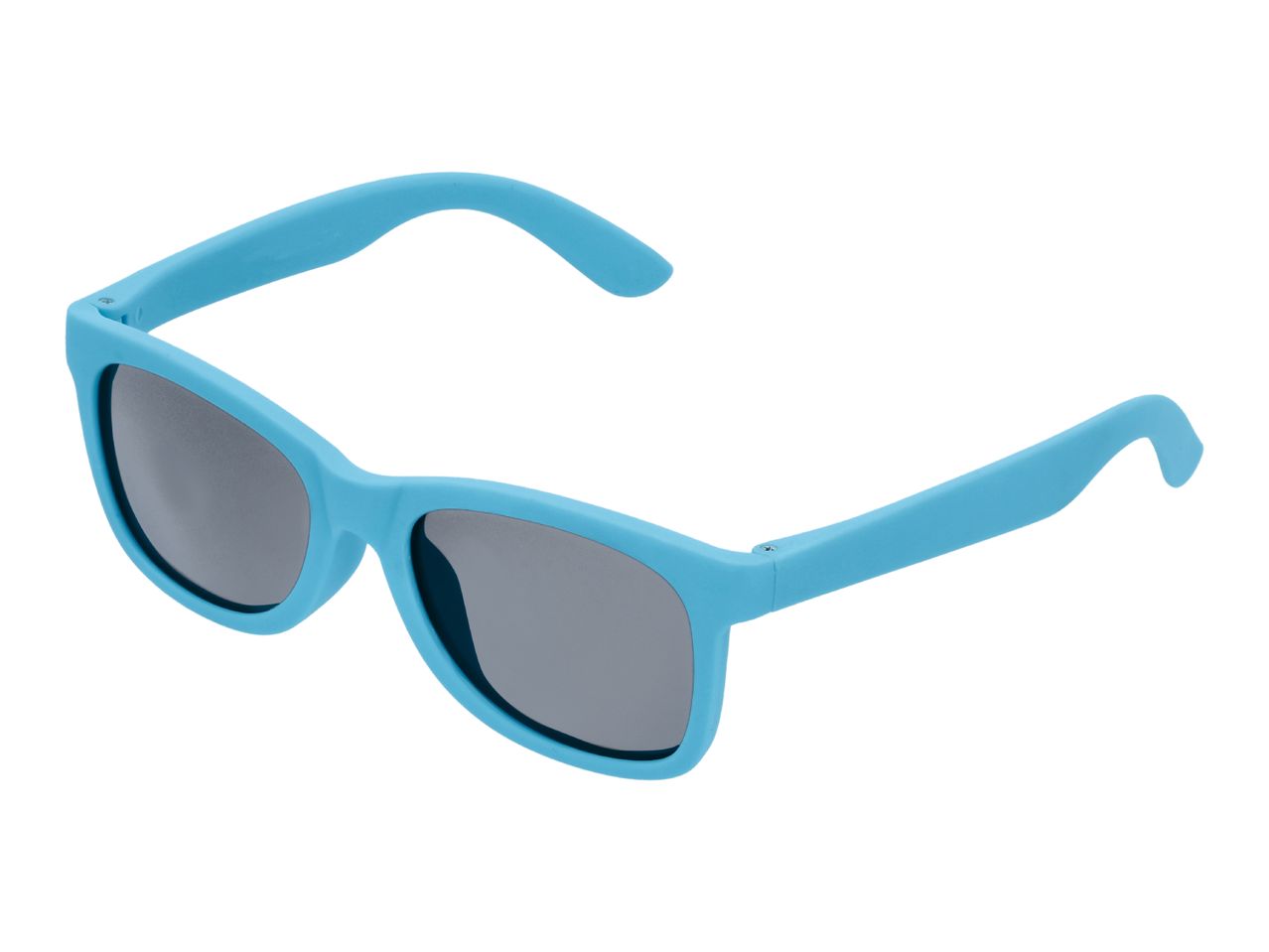 Light blue sunglasses with dark lenses, angled view.