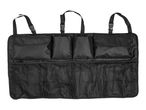 Black car boot organiser with multiple pockets and adjustable straps