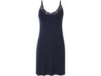 Negligé da donna blu scuro con scollo a V e pizzo nero.