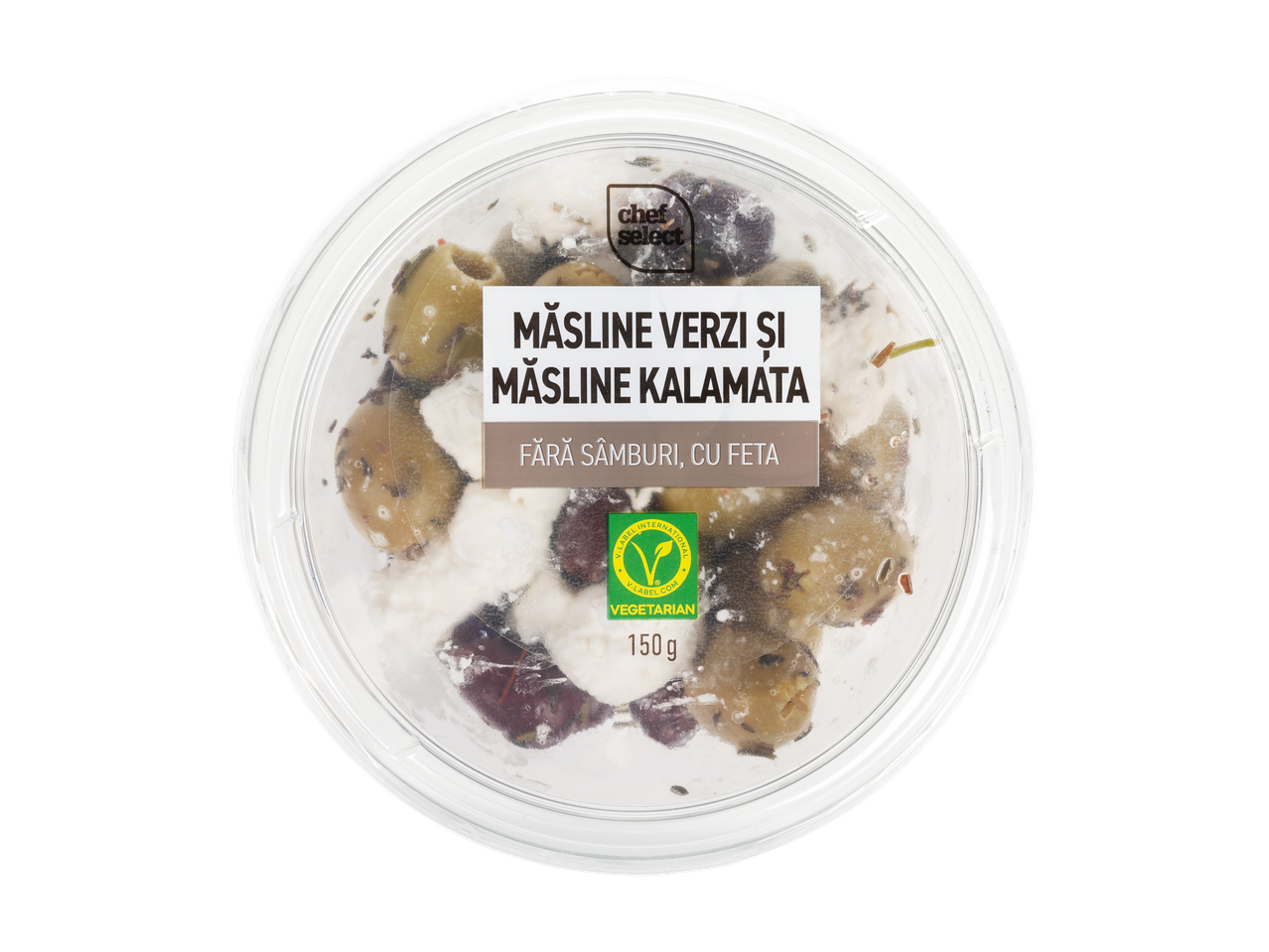 Chef Select: Măsline verzi și Kalamata cu feta, 150g.