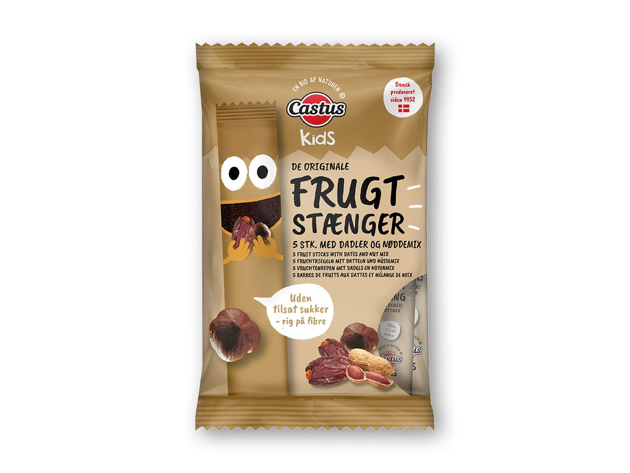 Castus Kids frugtstænger med dadler og nødder, uden tilsat sukker.