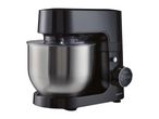 Black stand mixer with a stainless steel bowl and a digital display showing 'Turbo' and '01:49'