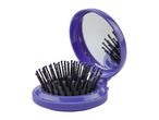 Purple compact mirror with a small hairbrush inside.