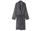 Сив халат от полар с колан и джобове