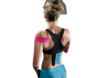 Sensiplast Kinesiology Tape on a woman's back and shoulder