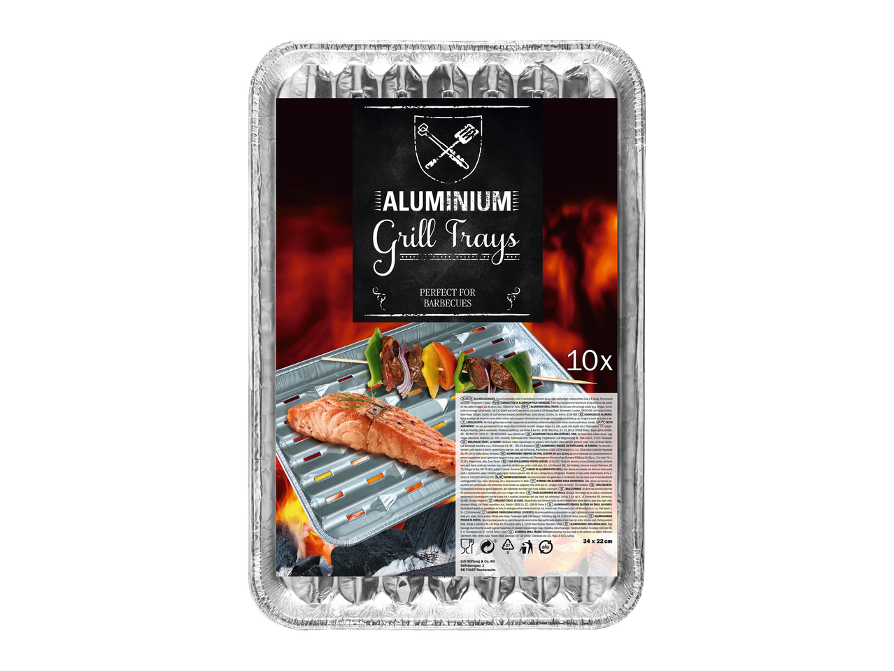 10 aluminium grillbakjes, perfect voor barbecues.