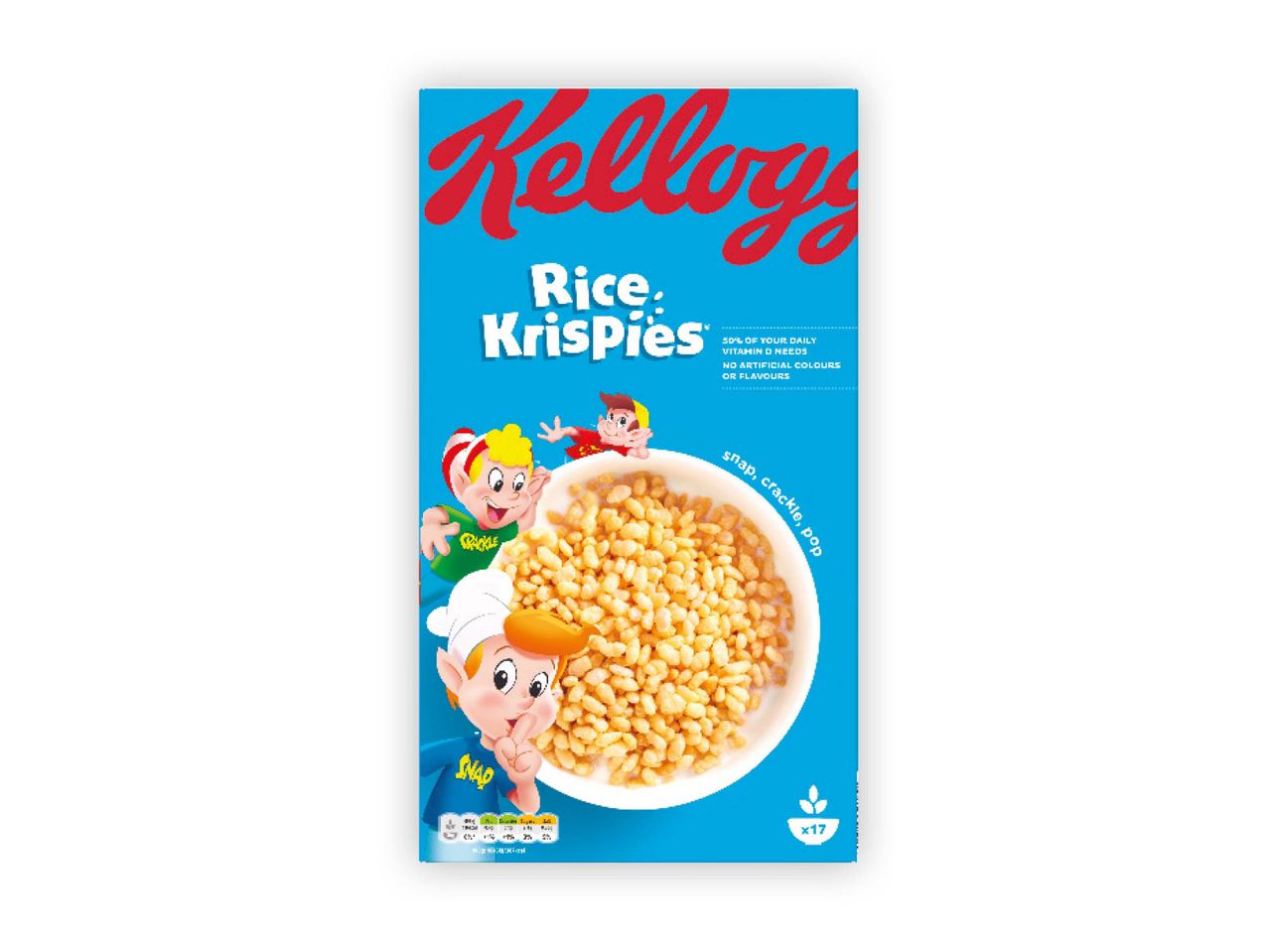 Kellogg's Rice Krispies cereal box featuring cartoon characters.