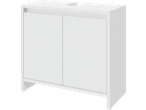 Armário de lavatório LIVARNO branco com duas portas e recorte para o lavatório.
