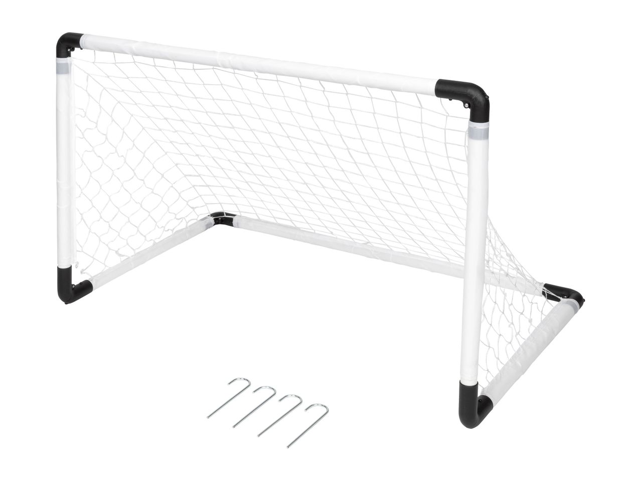 Soccer goal with net and ground stakes.