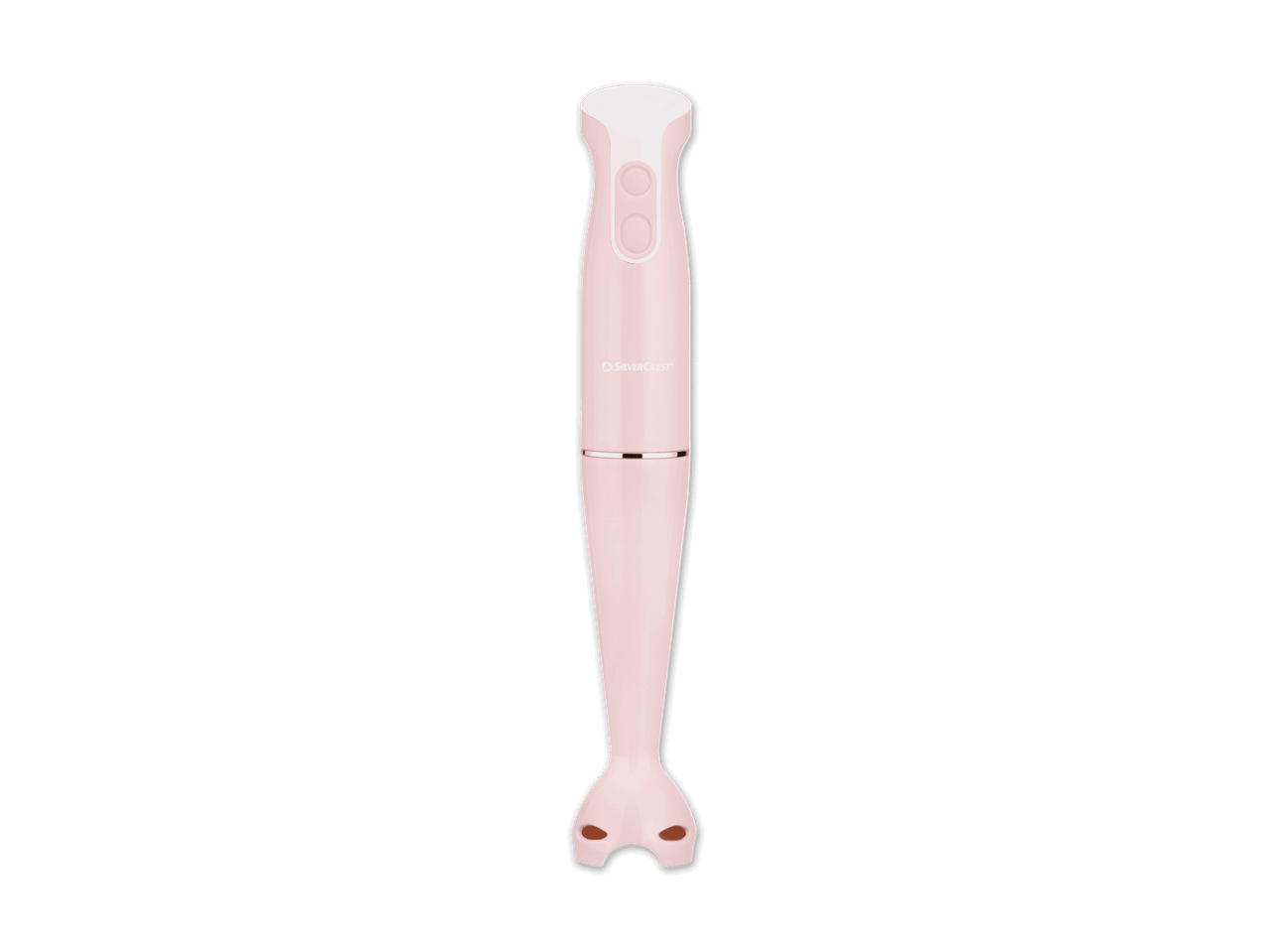 Ein rosa SilverCrest Stabmixer mit zwei Geschwindigkeitsstufen.