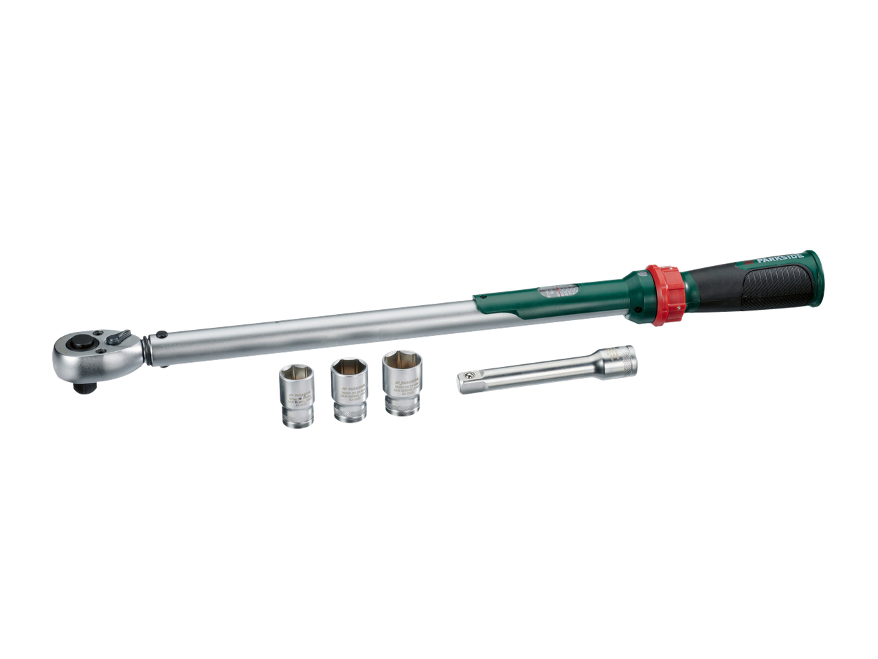 PARKSIDE momentvõtmete komplekt võtme, 3 padruni ja pikendusega.