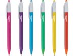 Sei penne a sfera Crelando di diversi colori: fucsia, viola, blu, verde, giallo e rosso.