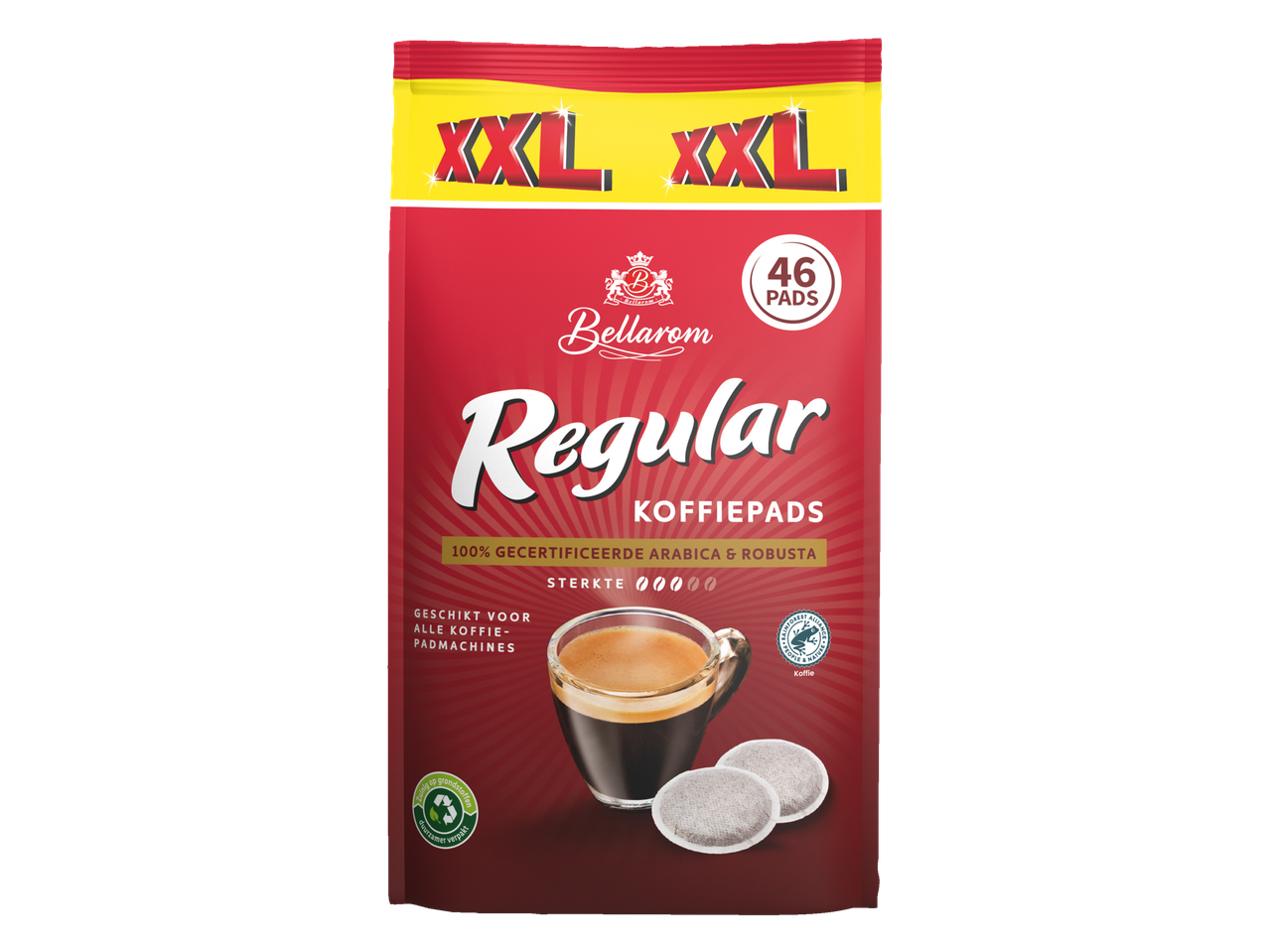 Bellarom Regular koffiepads (XXL, 46 pads), 100% gecertificeerde Arabica & Robusta.