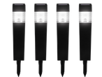 Conjunto de 4 luzes solares de jardim LIVARNO com postes quadrados, emitindo luz branca.