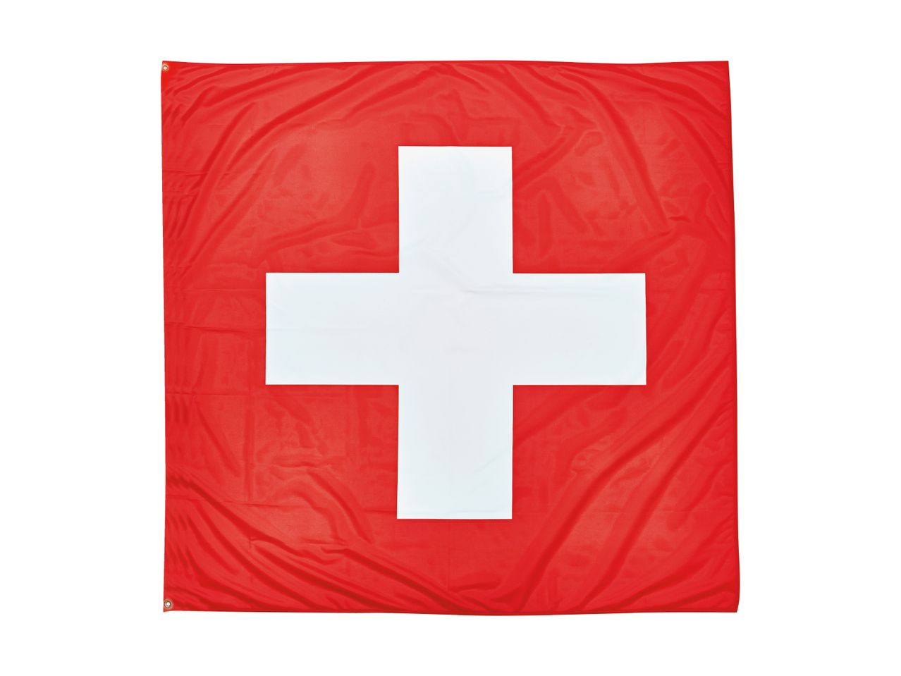 Schweizer Flagge: rote Fahne mit weißem Kreuz.
