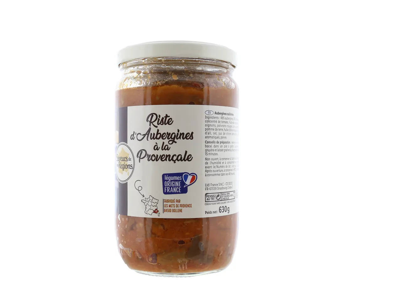 Bocal de ratatouille d'aubergines provençale.