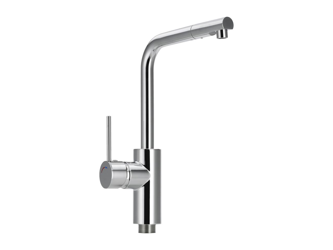 Chrome kitchen mixer tap with a pull-out spray and single lever handle