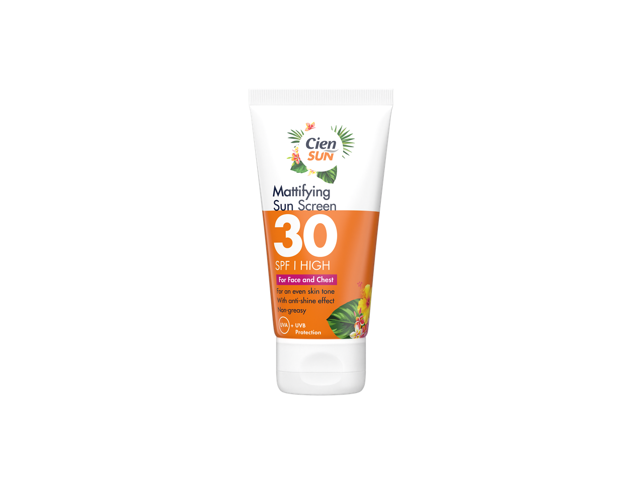 Cien Sun matterende zonnebrandcrème SPF 30 hoge bescherming voor gezicht en decolleté.