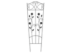 Treliça de jardim de metal preto com design floral.