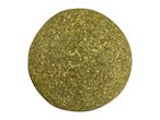 A round, green catnip ball for pets.