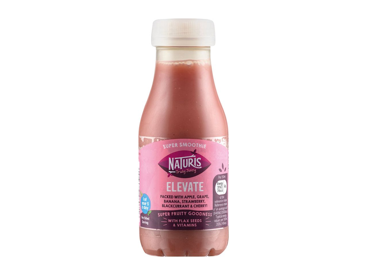Naturi's Elevate smoothie: fruit, flax seeds & vitamins.