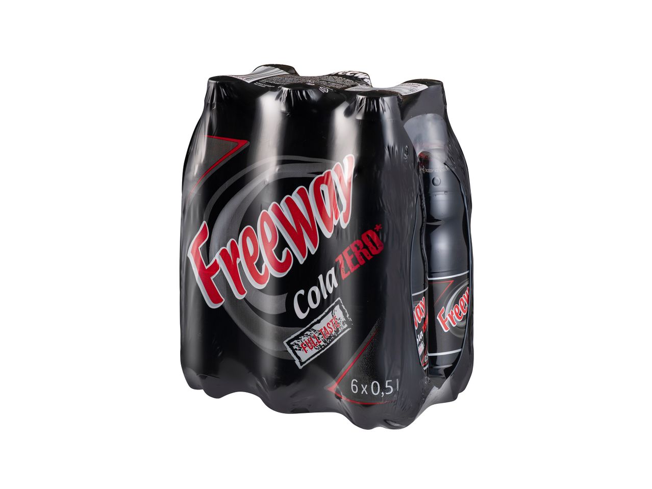 Συσκευασία έξι Freeway Cola Zero.