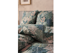 Roupa de cama Renforcé LIVARNO tamanho padrão com padrão de folhas tropicais verdes e castanhas.