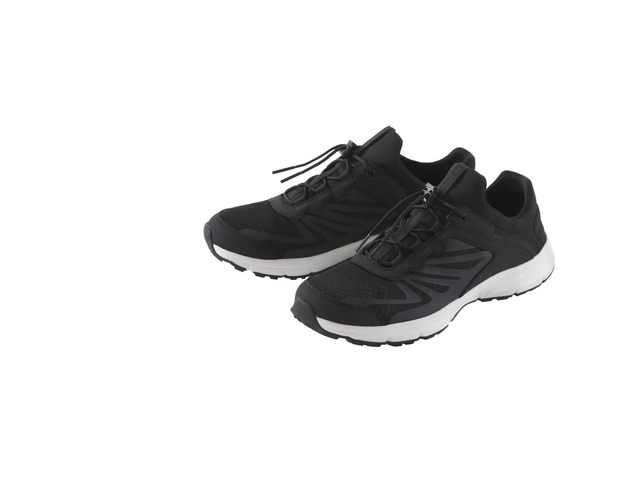Pair of black and white athletic shoes