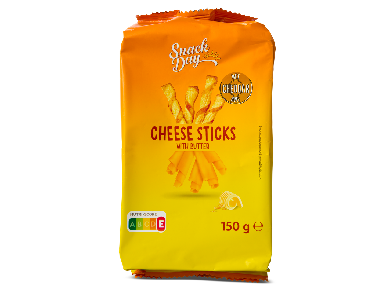 Snack Day: kaasstengels met boter en cheddar, 150g.