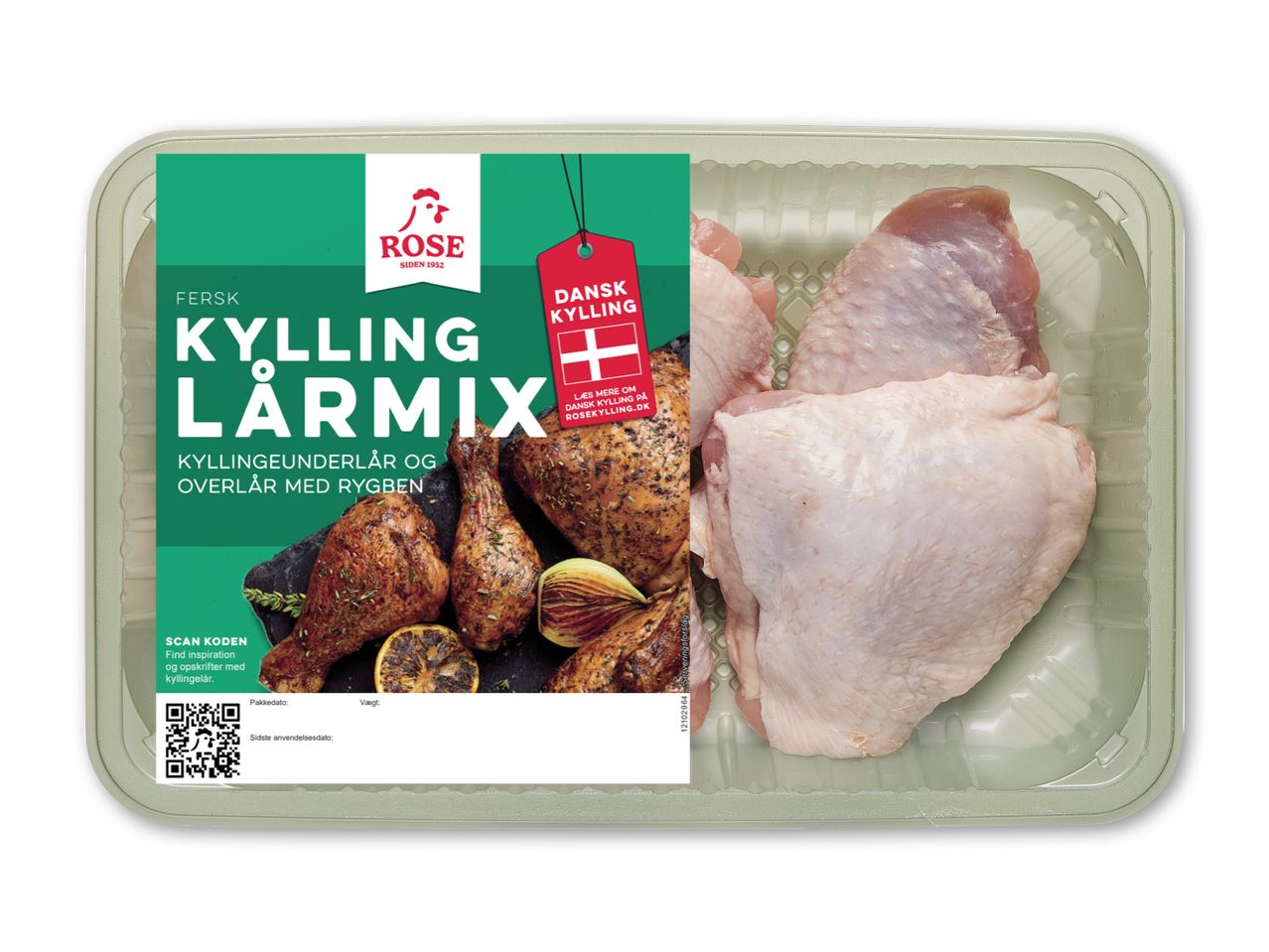 Fersk kyllingelårmix med underlår og overlår, klar til tilberedning.