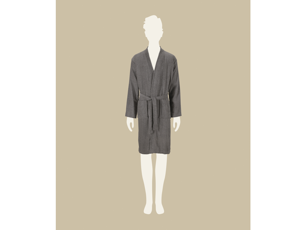 Tamnosivi kućni ogrtač LIVARNO s pojasom na lutki