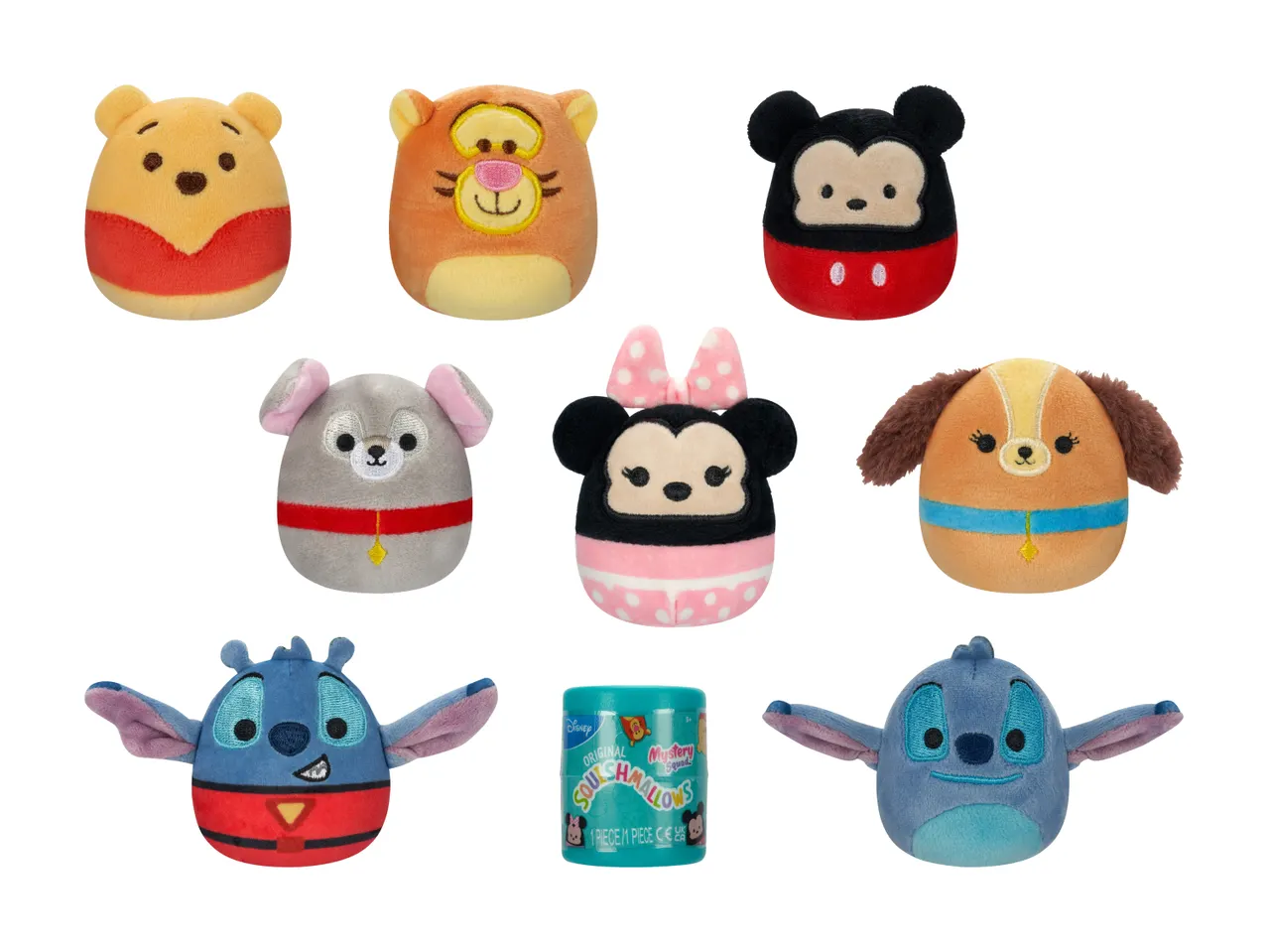 Süße Disney-Plüschtiere im Ei-Design: Winnie Pooh, Mickey Mouse und mehr.