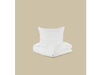 LIVARNO muslin bedding set with a pillow and folded duvet in white.
