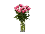 Buquê de rosas em vaso de vidro.