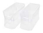 Two clear plastic storage containers.