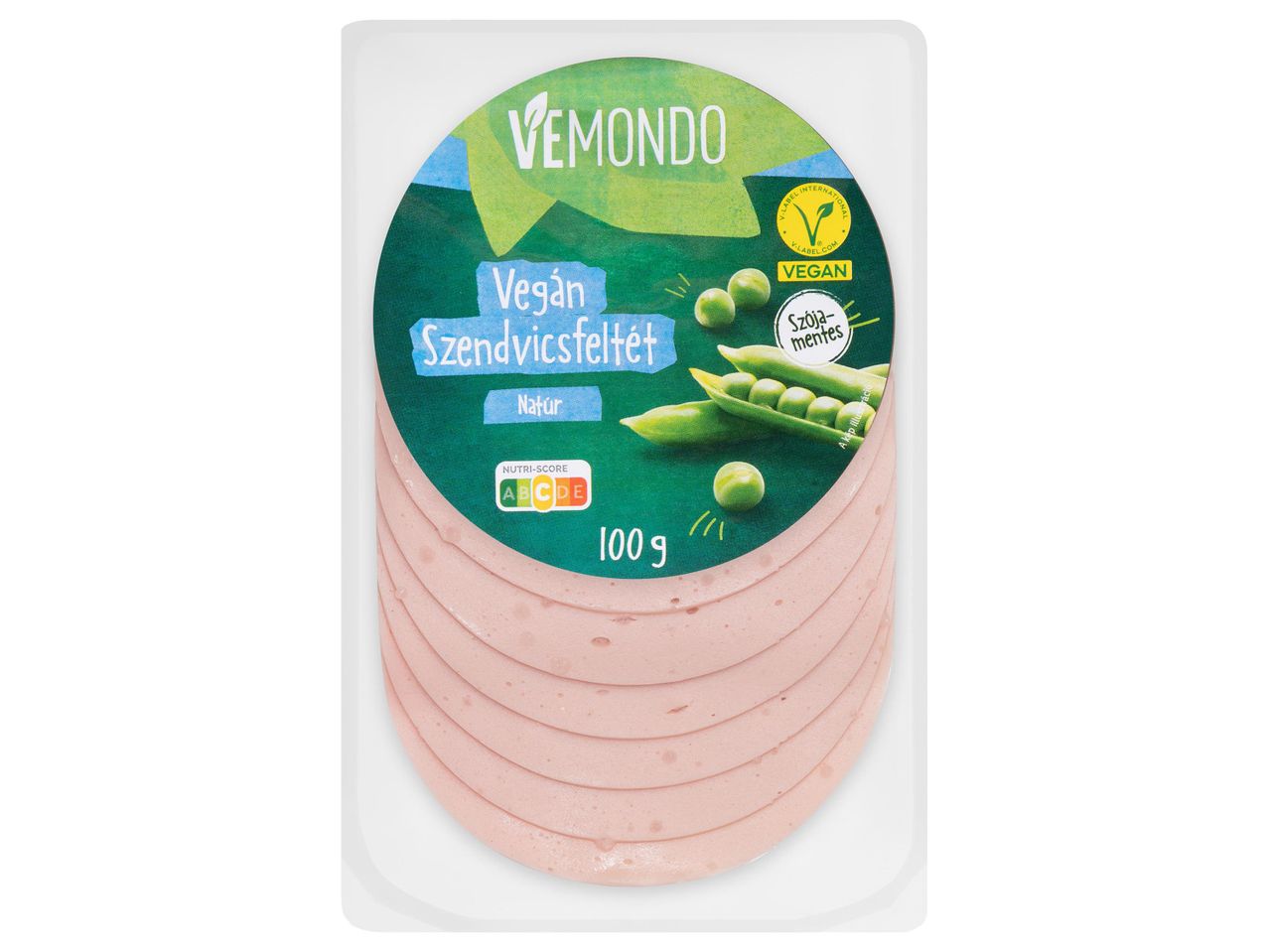 Vemondo vegán szendvicsfeltét, natúr ízben, szójamentes, 100g.