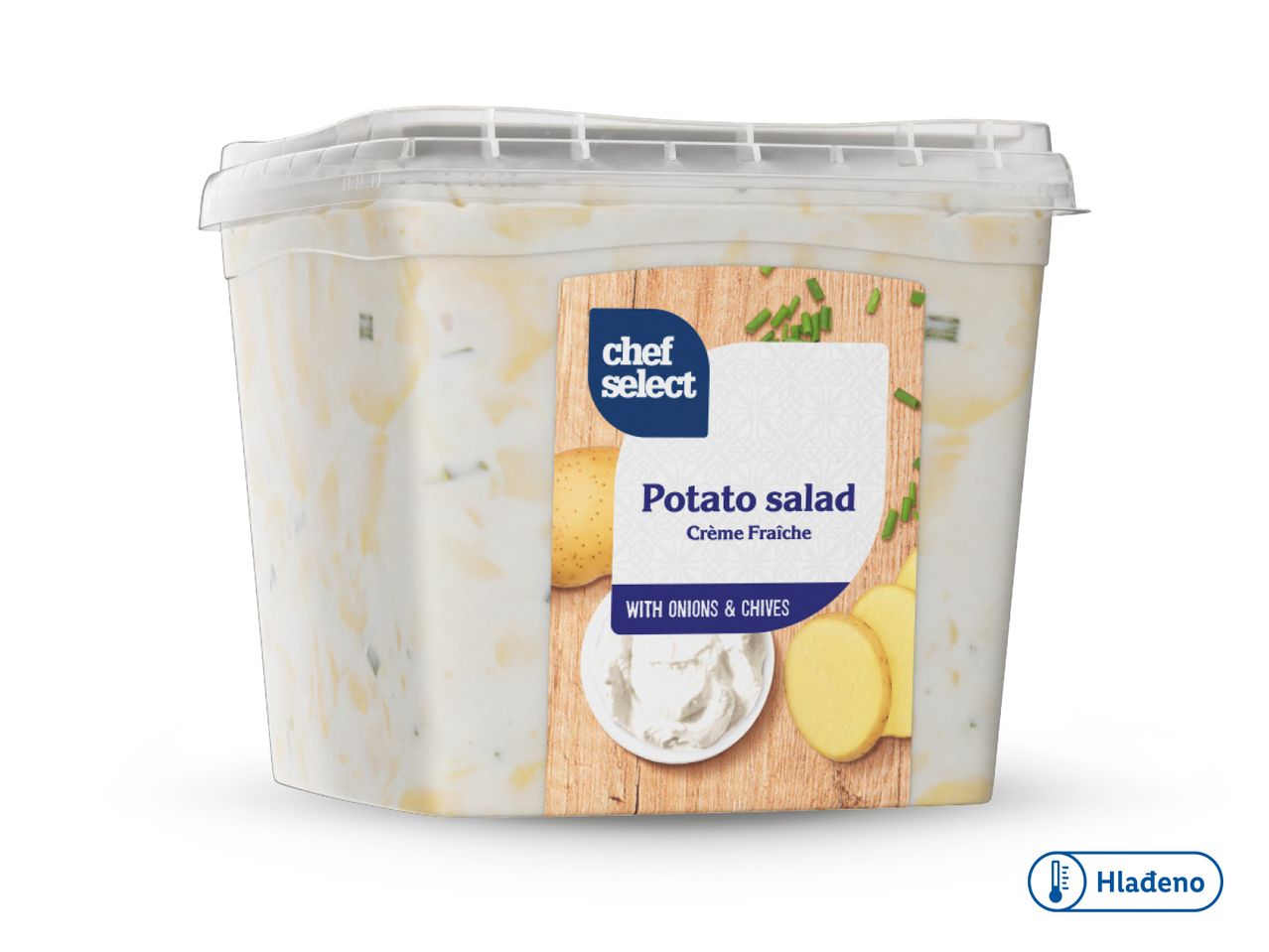 Chef Select krumpirov salata u plastičnoj posudi.