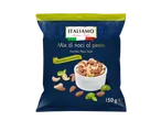 Sachet de mélange de noix saveur pesto avec des noix de cajou, des amandes et du basilic.